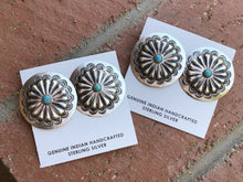 Load image into Gallery viewer, Navajo Sterling Silver &amp; Turquoise Concho Earrings