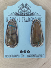Load image into Gallery viewer, Ribbon Turquoise And Sterling Silver Necklace And Earring Set Stamped And Signed