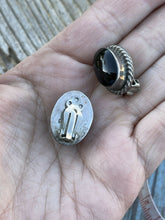Load image into Gallery viewer, Vintage Navajo Sterling Silver Black Onyx Oval  Clip On Earrings Signed