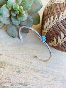 Navajo Sterling Silver & Kingman Turquoise Cuff Bracelet Signed