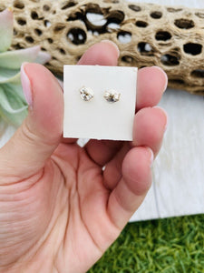 Zuni Sun Face Square Multi Stone And Sterling Stud Earrings