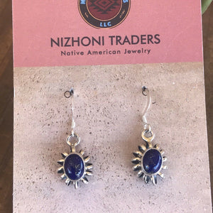 Navajo Sterling Silver Blue Lapis Dangle Earrings