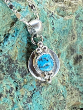 Load image into Gallery viewer, Navajo Handmade Sterling Silver &amp; Kingman Turquoise Square Pendant Signed