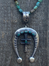 Load image into Gallery viewer, Navajo Sterling Silver &amp; Red Turquoise Cross Naja Pendant By Martha Cayatineto