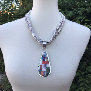 Daniel Coriz Multi Stone And Spiny Oyster Beaded Inlay Necklace