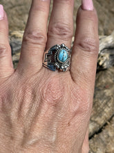 Load image into Gallery viewer, Gorgeous Navajo Turquoise And Sterling Silver Adjustable Ring