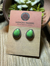 Load image into Gallery viewer, Beautiful Navajo Sterling Silver Dyed Kingman Turquoise Post Earrings