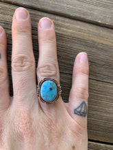 Load image into Gallery viewer, Navajo Kingman Turquoise &amp; Sterling Silver Statement Ring size 6.5