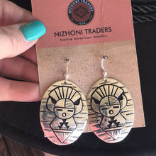 Load image into Gallery viewer, Navajo Sterling Silver Etched  Hand Stamped Dangle Earrings