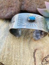 Load image into Gallery viewer, Vintage Navajo Turquoise &amp; Sterling Silver Cuff Bracelet Signed