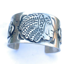 Load image into Gallery viewer, Navajo Sterling Silver Hand Stamped Native American Chief Cuff Bracelet