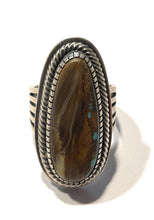 Load image into Gallery viewer, Navajo Southwest Ribbon Turquoise &amp; Sterling Silver Spider Ring Size 10 Signed
