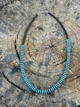 Load image into Gallery viewer, Navajo Turquoise &amp; Black Heishi Beaded 16 Inch Necklace