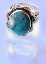 Load image into Gallery viewer, Navajo Kingman Turquoise &amp; Sterling Silver Statement Ring size 6.75