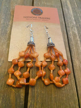 Load image into Gallery viewer, Navajo Sterling Silver Apple Coral Beaded Dangle Earrings