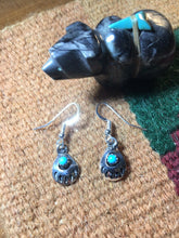Load image into Gallery viewer, Navajo Sterling Silver And Turquoise Bear Paw Dangle Earrings