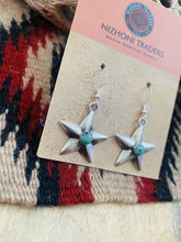 Load image into Gallery viewer, Navajo Turquoise &amp; Sterling Silver Star Dangle Earrings