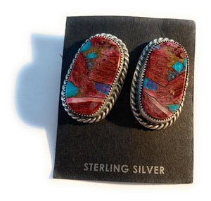 Navajo Pink Dream Mojave & Sterling Silver square Stud Earrings