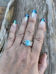 Beautiful Navajo Sterling Silver Kingman Turquoise Ring