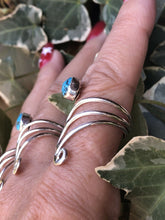 Load image into Gallery viewer, Navajo Turquoise Sterling Silver Adjustable Wave Ring