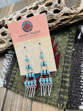 Load image into Gallery viewer, Navajo Turquoise &amp; Sterling Silver Chandelier Dangle Earrings