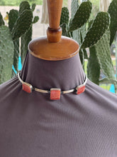 Load image into Gallery viewer, Navajo Sterling Silver 3 Stone Spiny Choker Necklace 16 Inch