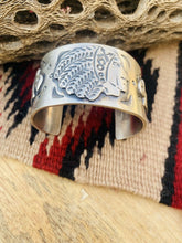 Load image into Gallery viewer, Navajo Sterling Silver Hand Stamped Native American Chief Cuff Bracelet