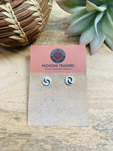Load image into Gallery viewer, Hopi Overlaid Sterling Silver Moon Stud Earrings