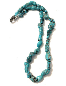 Sterling Silver Beaded Turquoise Necklace 18 Inch