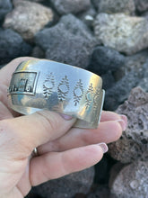 Load image into Gallery viewer, Navajo Sterling Silver Story Teller Cuff Bracelet Signed