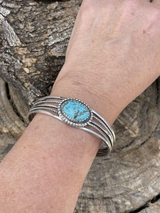 Sterling Silver Kingman Turquoise Stacker Cuff Bracelet