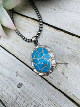 Load image into Gallery viewer, Vintage Zuni Turquoise &amp; Sterling Silver Inlay Pendant Signed