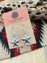 Load image into Gallery viewer, Navajo Turquoise &amp; Sterling Silver Star Dangle Earrings