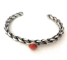 Load image into Gallery viewer, Navajo Sterling Cuff &amp; Red Spiny Twisted Cuff Bracelet
