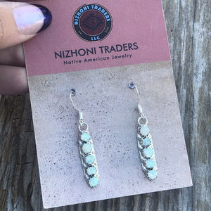Navajo Iridescent Opal And Sterling Silver 5 Stone Dangle Earrings