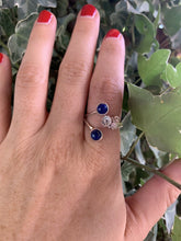Load image into Gallery viewer, Navajo Lapis Sterling Silver Adjustable Flower Ring