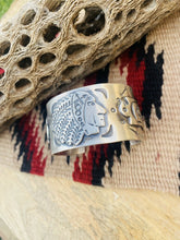 Load image into Gallery viewer, Navajo Sterling Silver Hand Stamped Native American Chief Cuff Bracelet