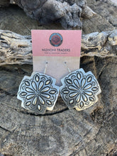Load image into Gallery viewer, Navajo Sterling Silver Hand Stamped Cross Dangle Earrings Signed L. Tahe