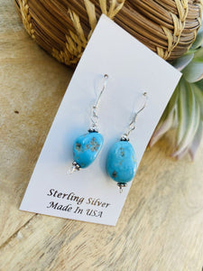 Navajo Sterling Silver & Turquoise Bead Dangle Earrings