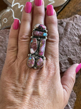 Load image into Gallery viewer, Navajo 6 stone Pink Dream Mojave &amp; Sterling Silver Ring Size 8