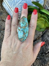 Load image into Gallery viewer, Stunning Navajo Number 8 Turquoise &amp; Sterling Silver Statement Ring Size 12