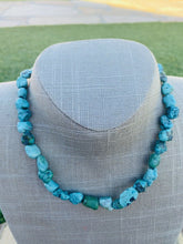 Load image into Gallery viewer, Navajo Natural Turquoise &amp; Sterling Silver Chunky Beaded Necklace 18”
