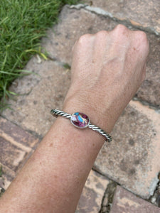 Navajo Pink Dream Mojave & Sterling Silver Bracelet Rope Cuff