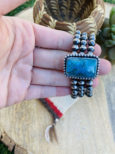 Navajo Turquoise & Sterling Silver Navajo Pearl Beaded Stretch Bracelet