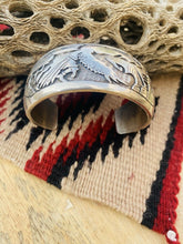 Load image into Gallery viewer, Vintage Navajo Sterling Silver Story Teller Cuff Bracelet