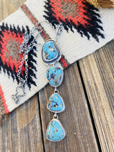 Load image into Gallery viewer, Navajo Sterling Silver &amp; Kingman Turquoise Lariat Necklace