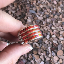 Load image into Gallery viewer, Navajo Sterling Silver Red Fire Opal Stacker Ring