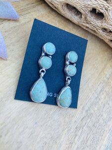 Navajo Sterling Silver and Turquoise Dangle Earrings Signed