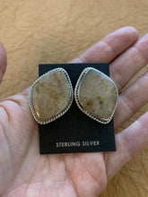 Load image into Gallery viewer, Navajo Fossilized Coral &amp; Sterling Silver Diamonds Shaped Studs