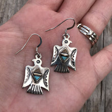 Load image into Gallery viewer, Navajo Turquoise Multi Stone  Sterling Silver Thunderbird Dangles